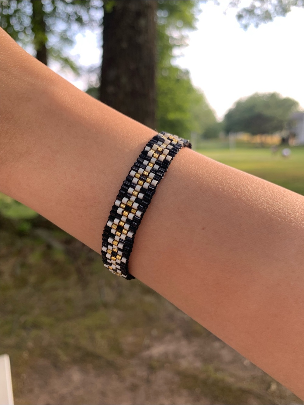 Beaded Black, Gold & Silver Bracelet - Women Accessories